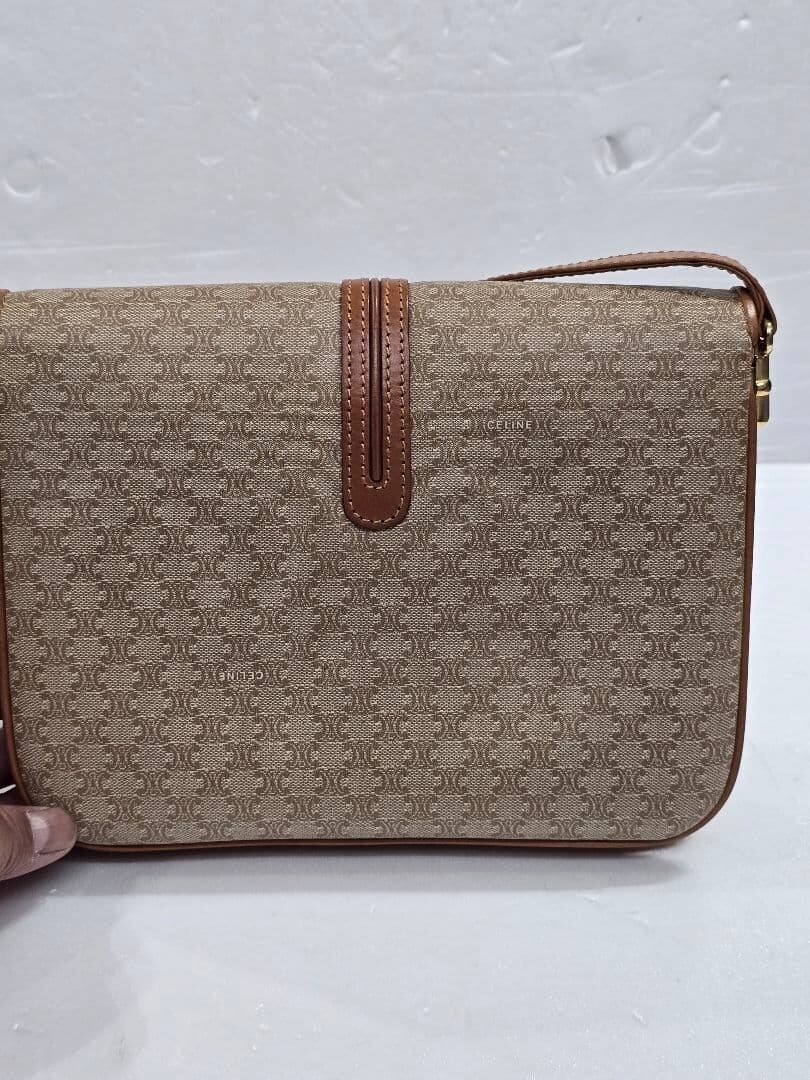 CELINE Shoulder Bag Macadam Brown Turn Lock Authentic From Japan