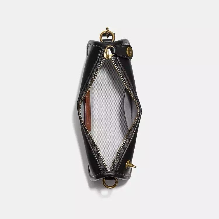 NWT COACH Swinger Bag 20 Brass/Black C2643 Glovetanned leather