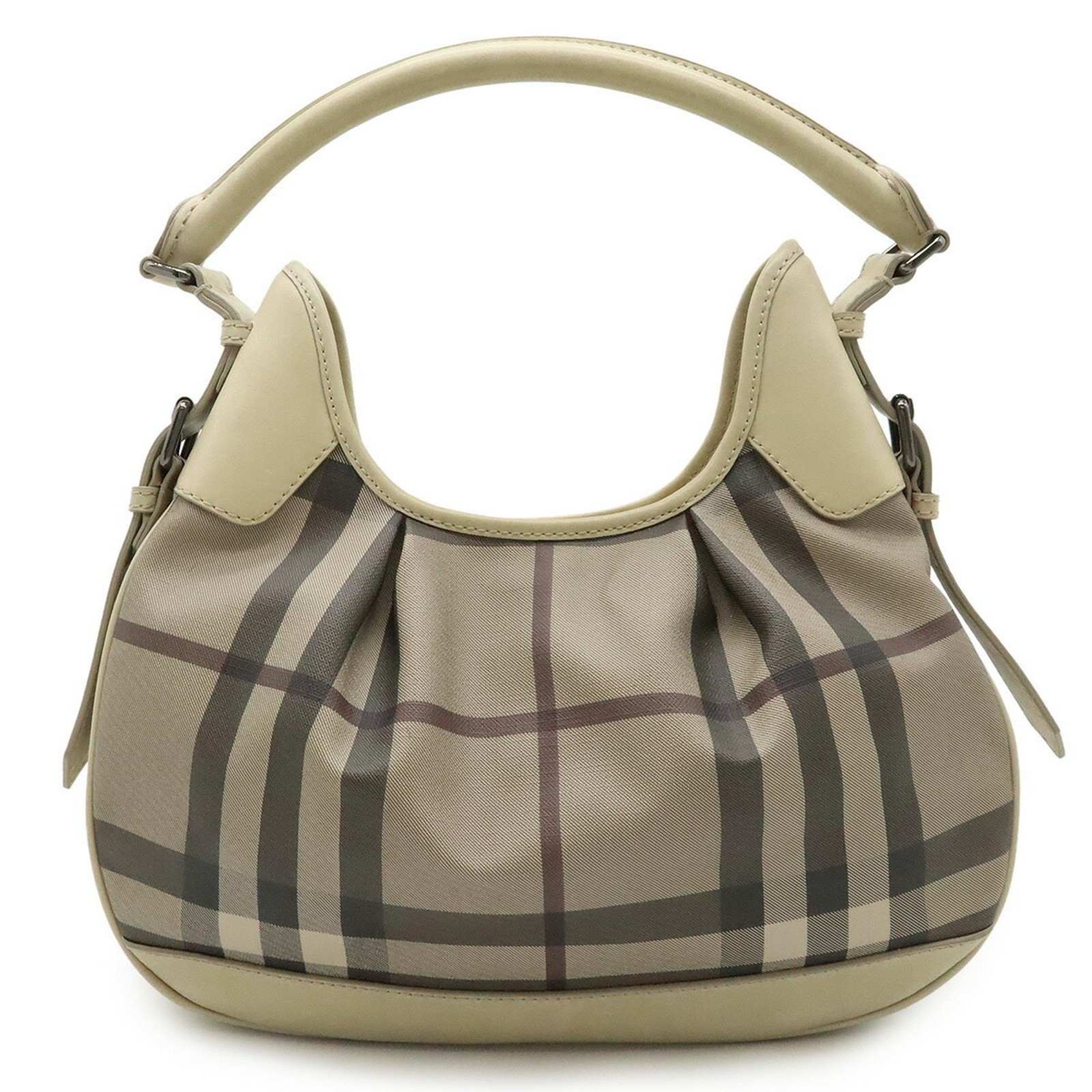 BURBERRY Checked shoulder bag in PVC and leather beige brown GZl1ab9w