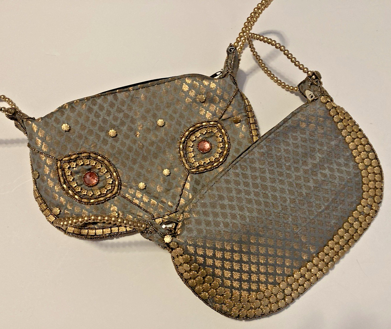 Set of 2 Indian Wedding Evening Golden Bags Purses BRAND NEW Clutch