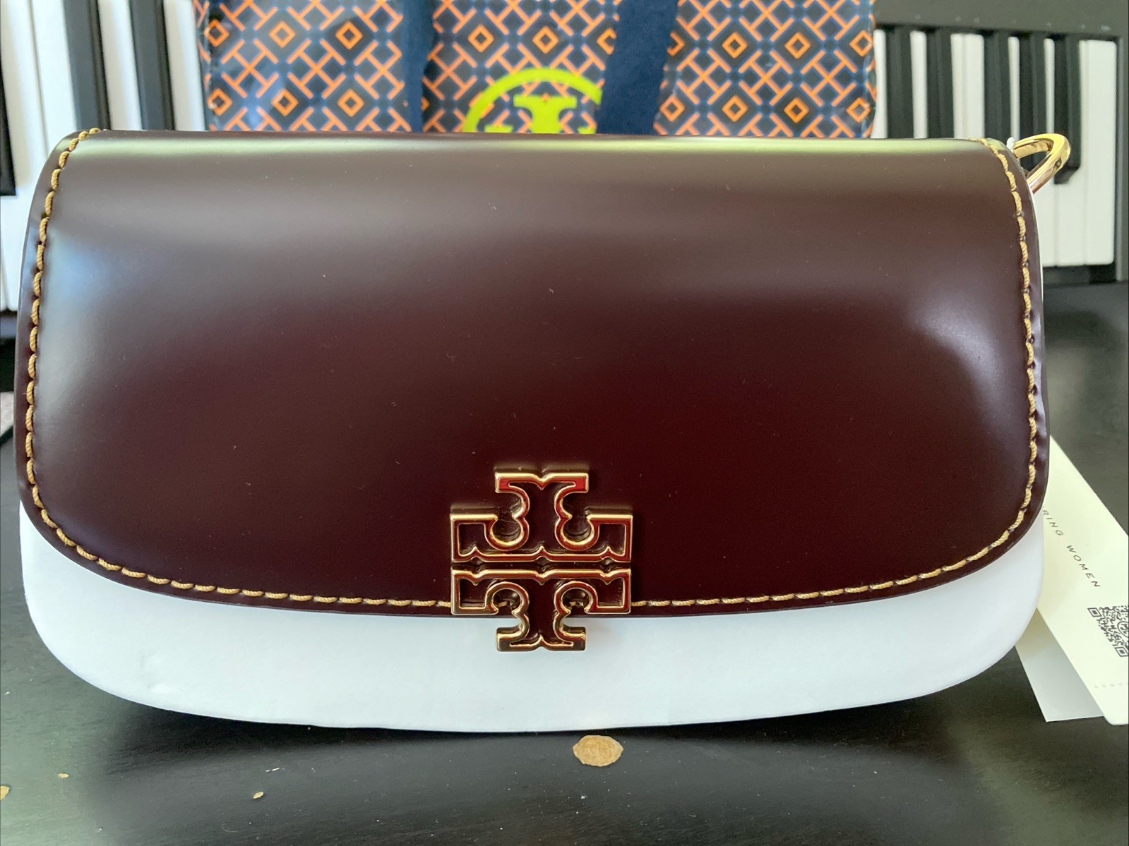 Tory Burch Britten Smooth Leather Convertible Crossbody Tempranillo NWT