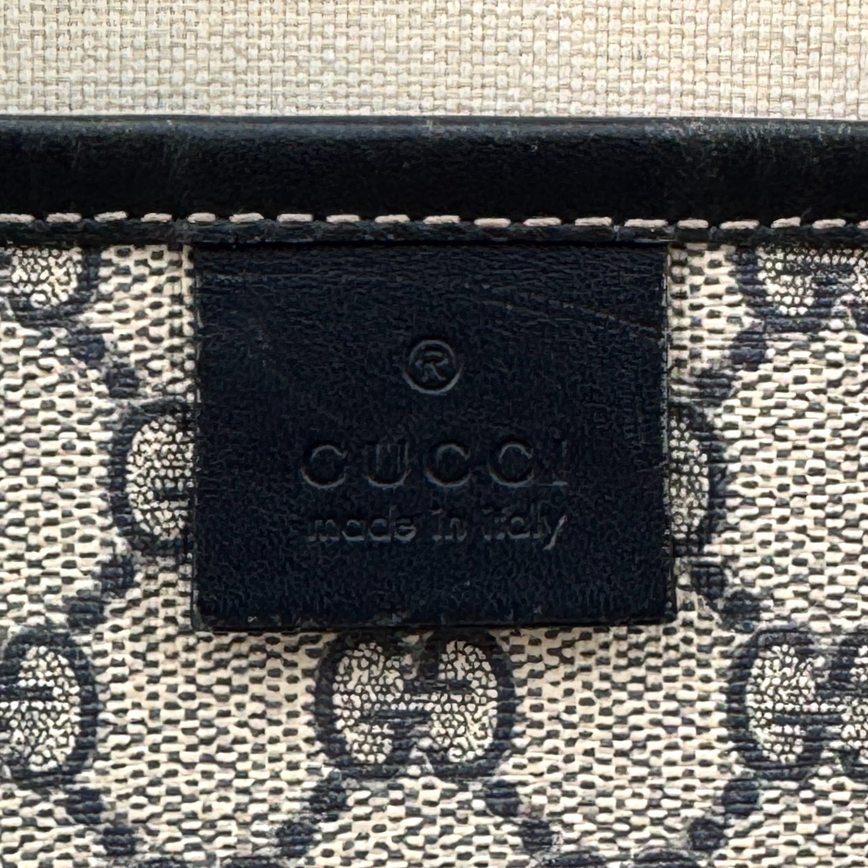 GUCCI GG Supreme Sherry Tote Bag PVC leather navy authentic