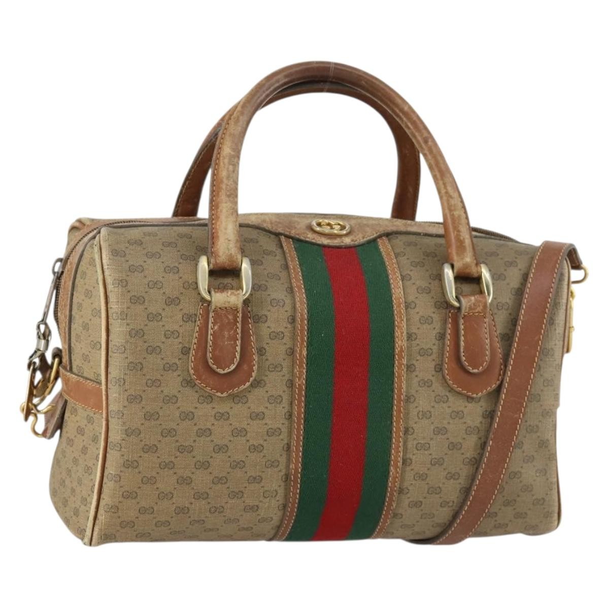 GUCCI Micro GG Supreme Web Sherry Line Bag PVC Beige 002 58 4422 Auth 160595