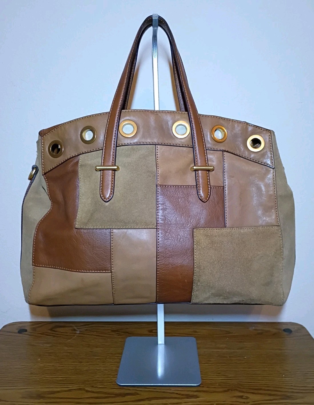 Rare Ralph Lauren Sample Development Leather Suede Tote Bag Cognac Brown LRL