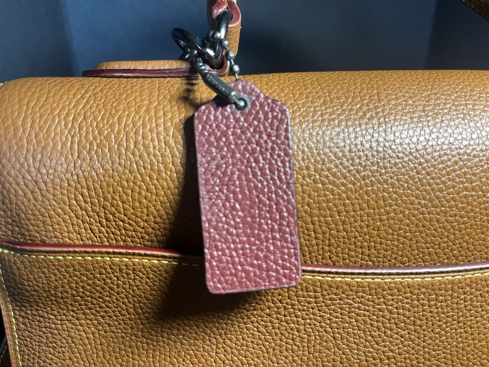 Coach Tabby Top Handle Bag Tan Pebbled Leather Suede Pocket Tortoise C Clasp