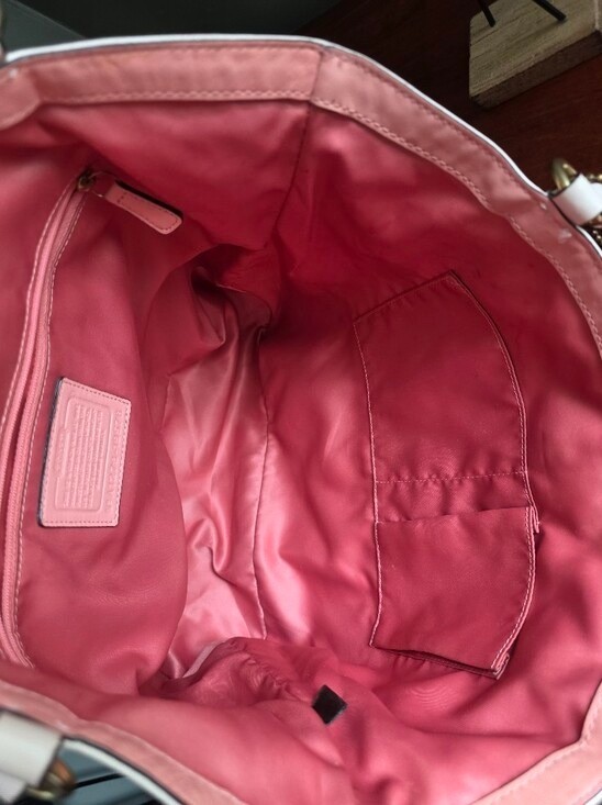 Coach 19576 Audrey Pink Sequin Shell Canvas Cinched Tote Bag Rare Coastal