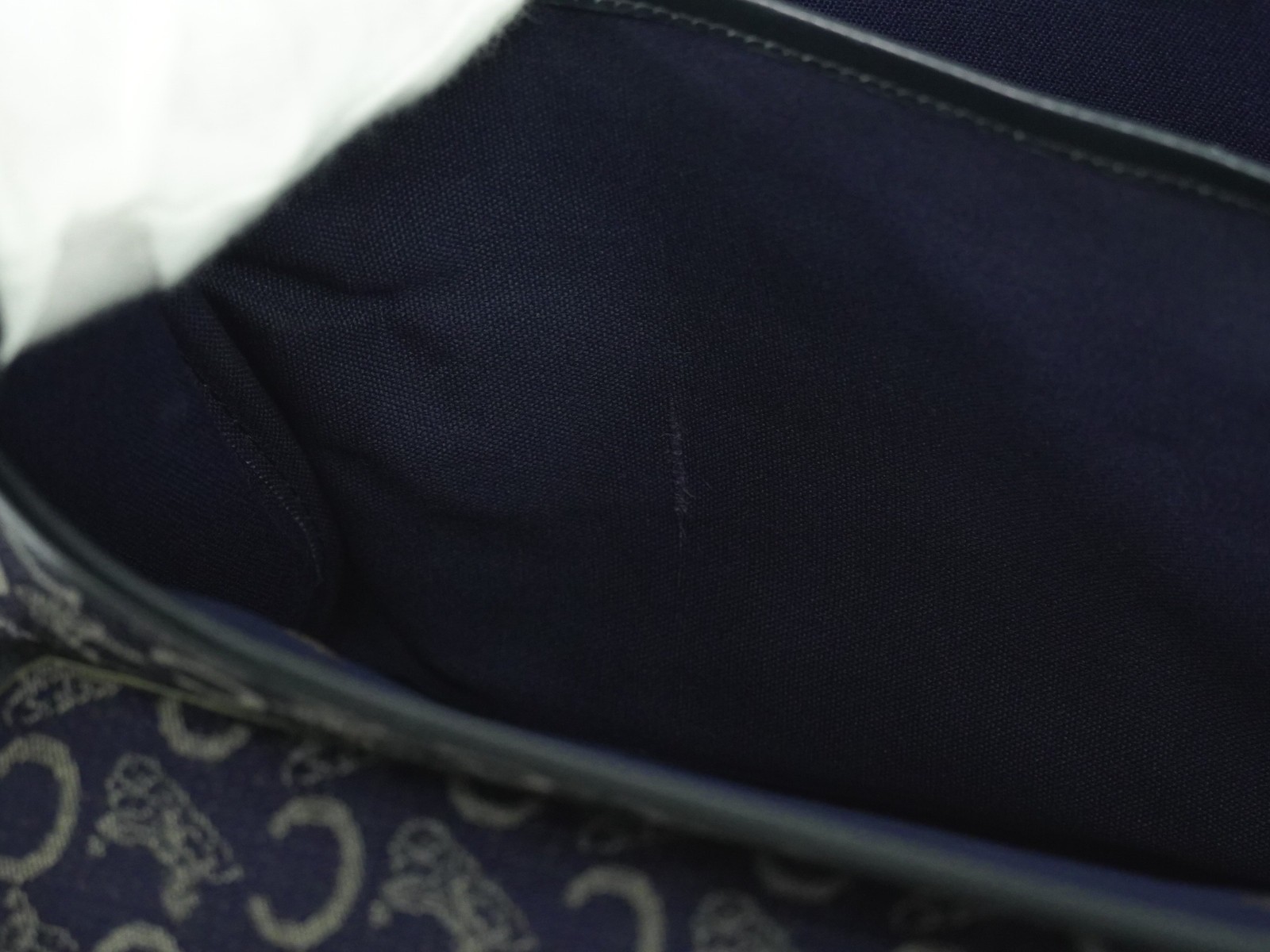 CELINE C Sulky Canvas Top Handle Handbag Navy