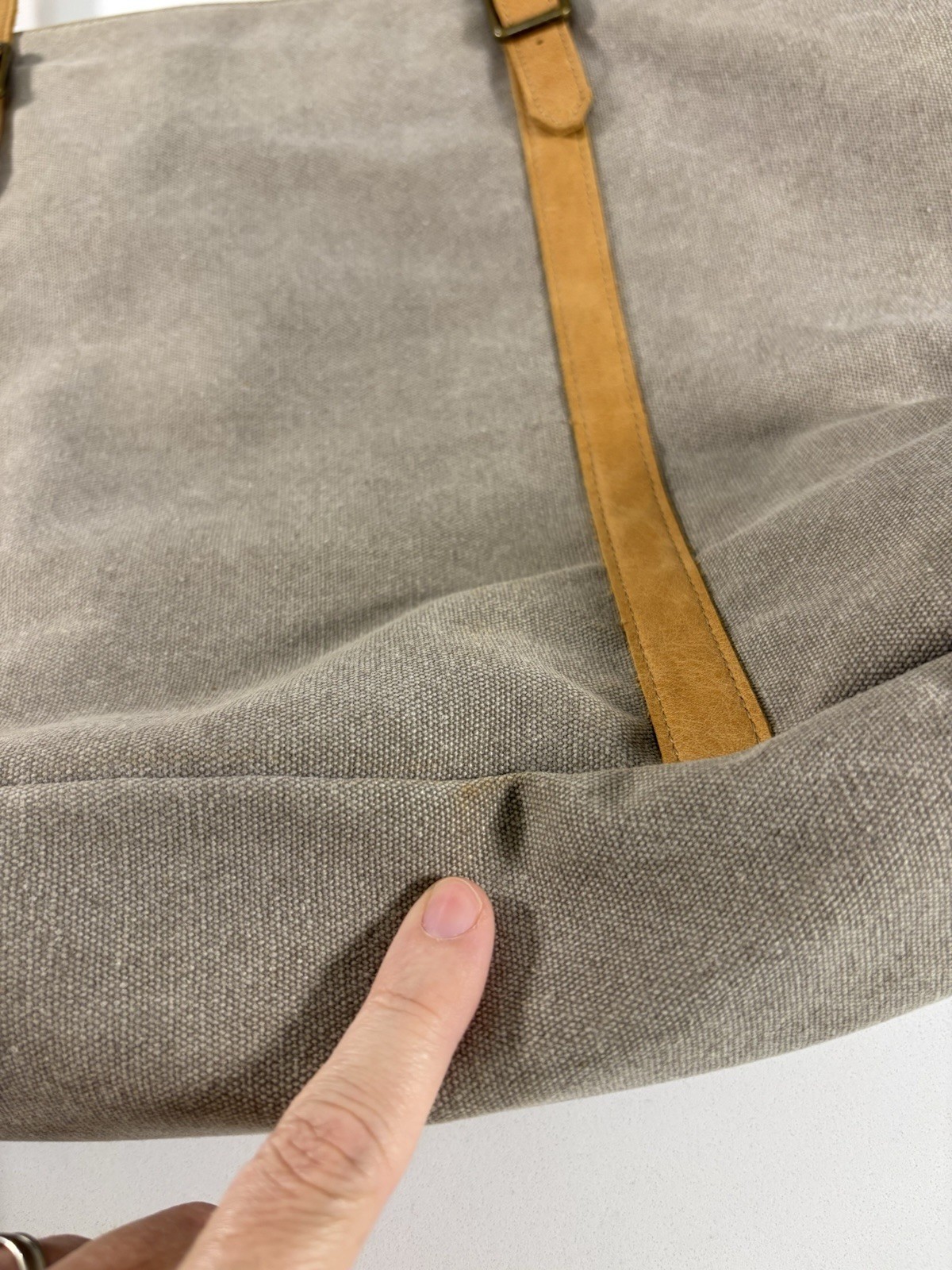 Hearth and Hand With Magnolia Canvas and Leather Tote Bag Khaki NWT SEE PHOTOS
