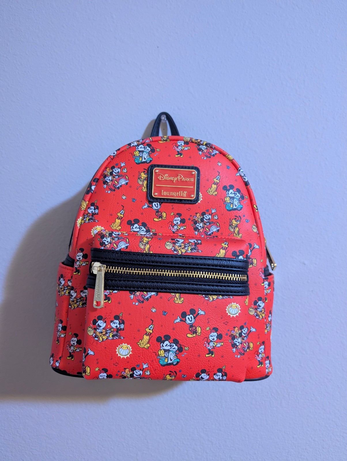 Loungefly Mini Backpack Hard Tag Mickey, Minnie, and Pluto Brand New