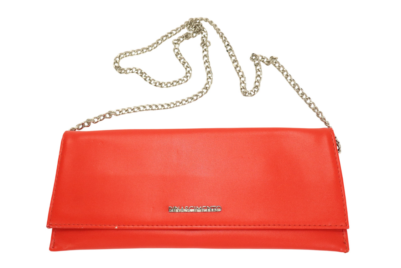 Rinascimento Borsa Bag Womens One Size Red Faux Leather Snap Metal Strap