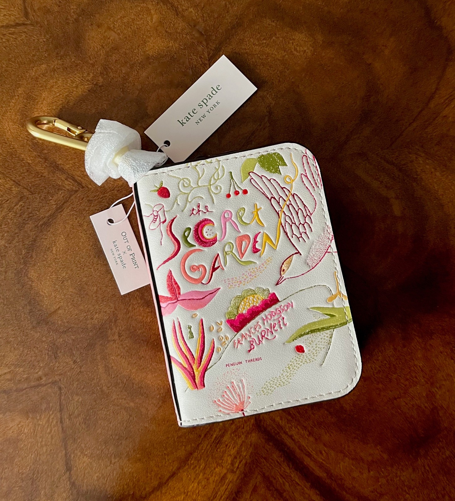 Kate Spade Storyteller THE SECRET GARDEN 3D Book Coin Purse W/Dog Clip Bag Charm