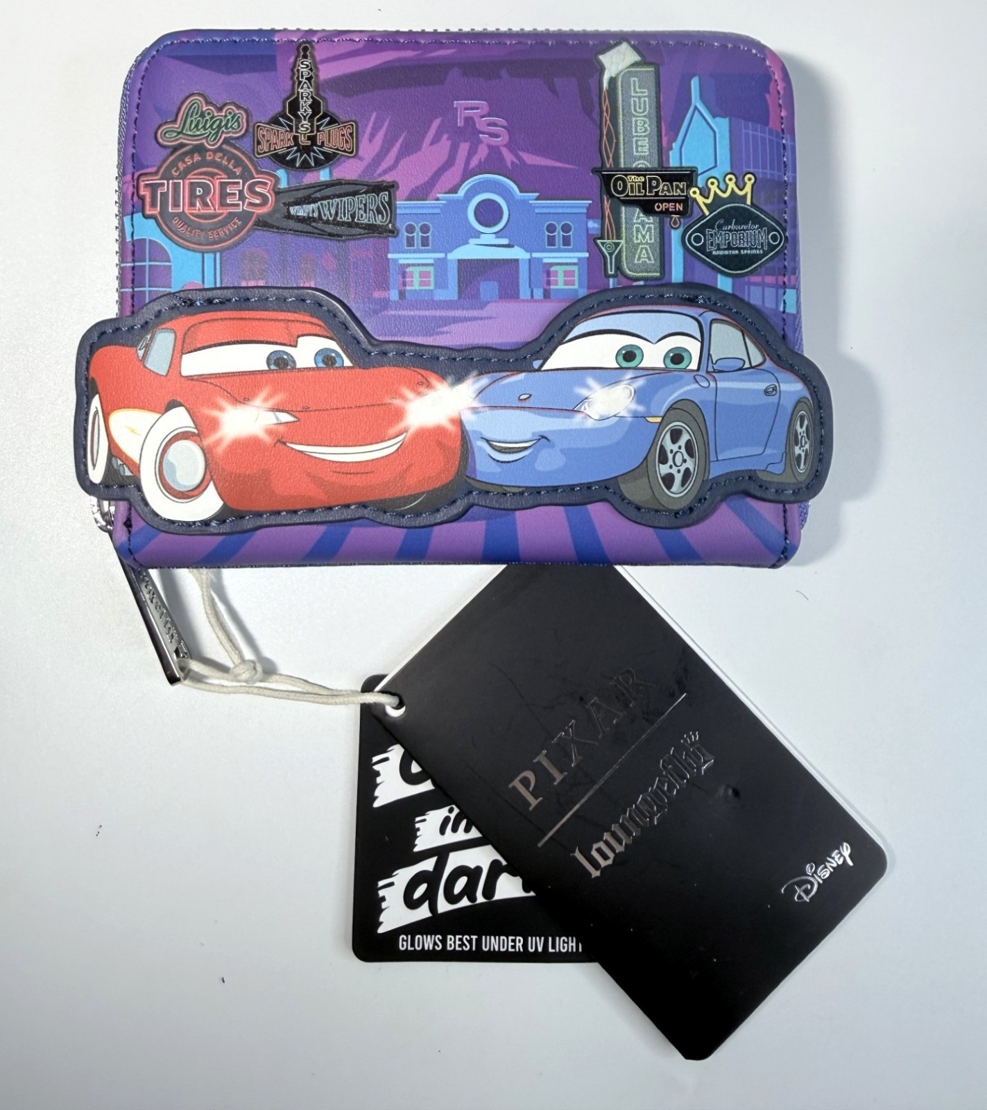 NWT Loungefly Cars Lightning McQueen & Sally Light-Up Mini Backpack And Wallet