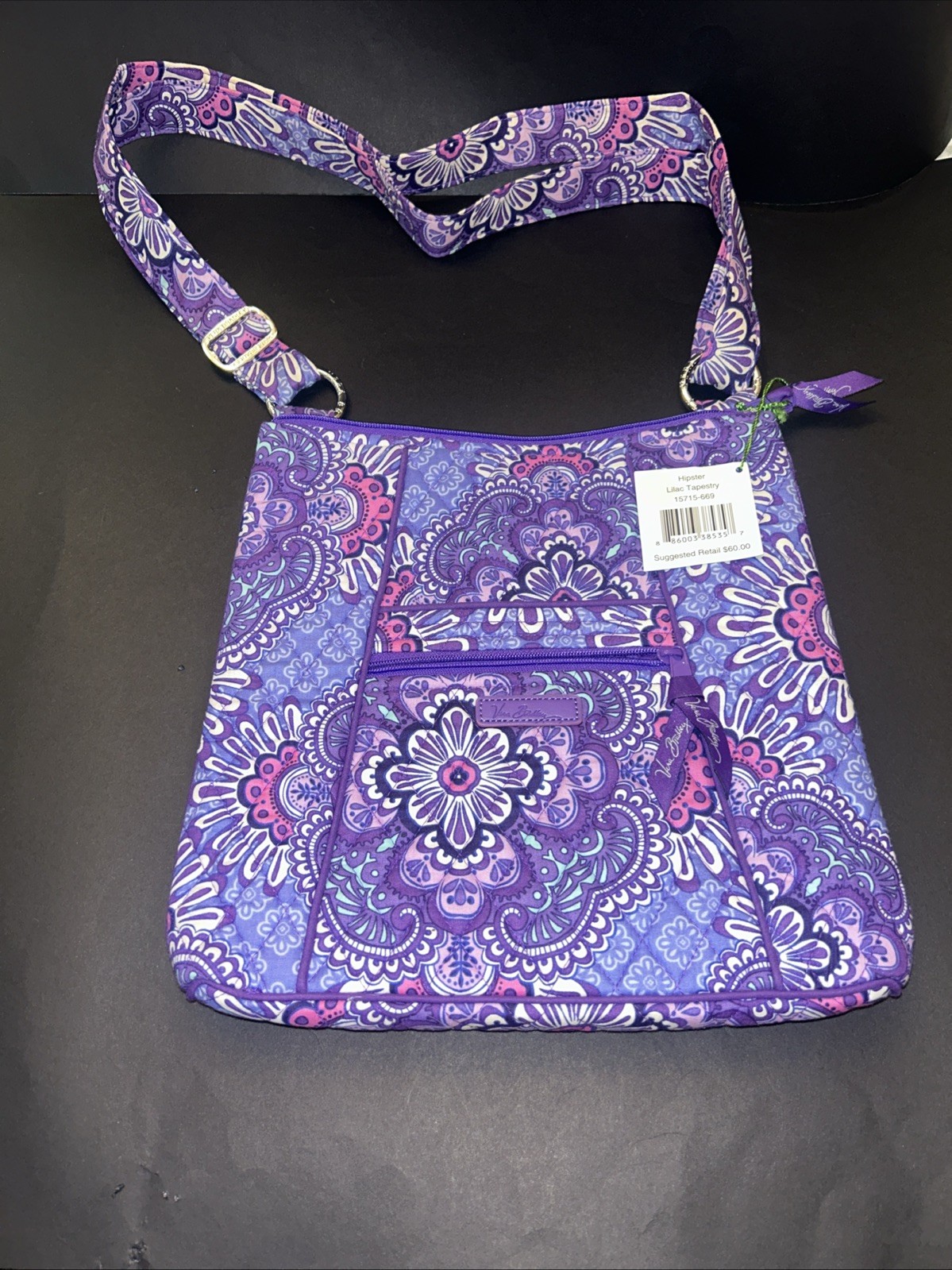 Vera Bradley Hipster Crossbody Bag Lilac Tapestry New #15715-669 Purple Retired