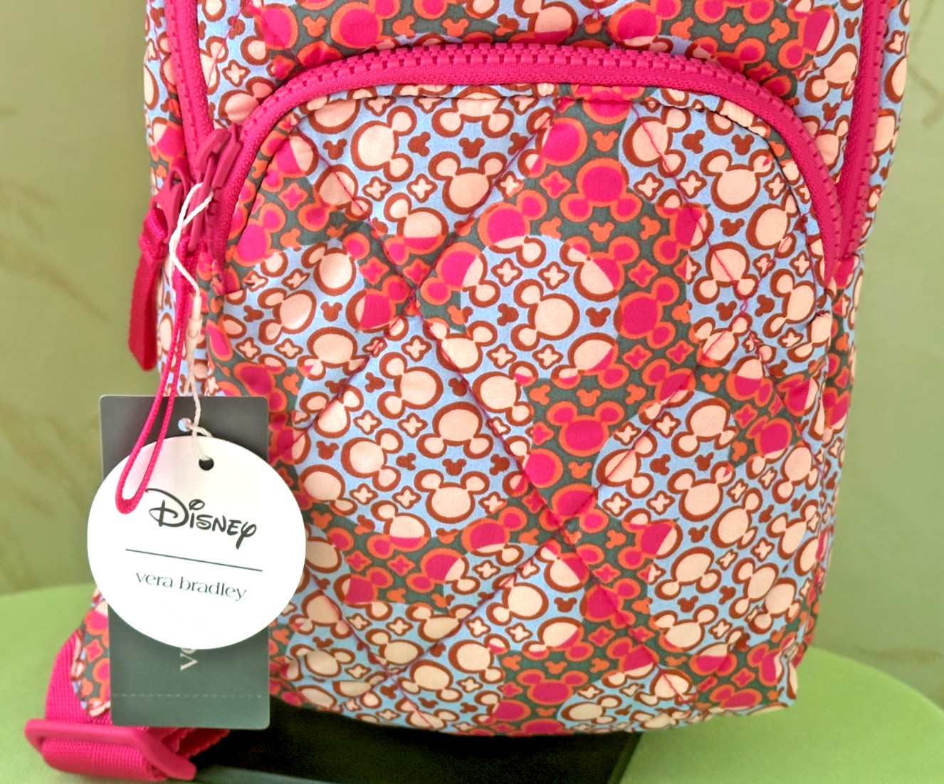 VERA BRADLEY X DISNEY LORMAN SLING BACKPACK:NWT MICKEY MOUSE KALEIDOSCOPE PINK