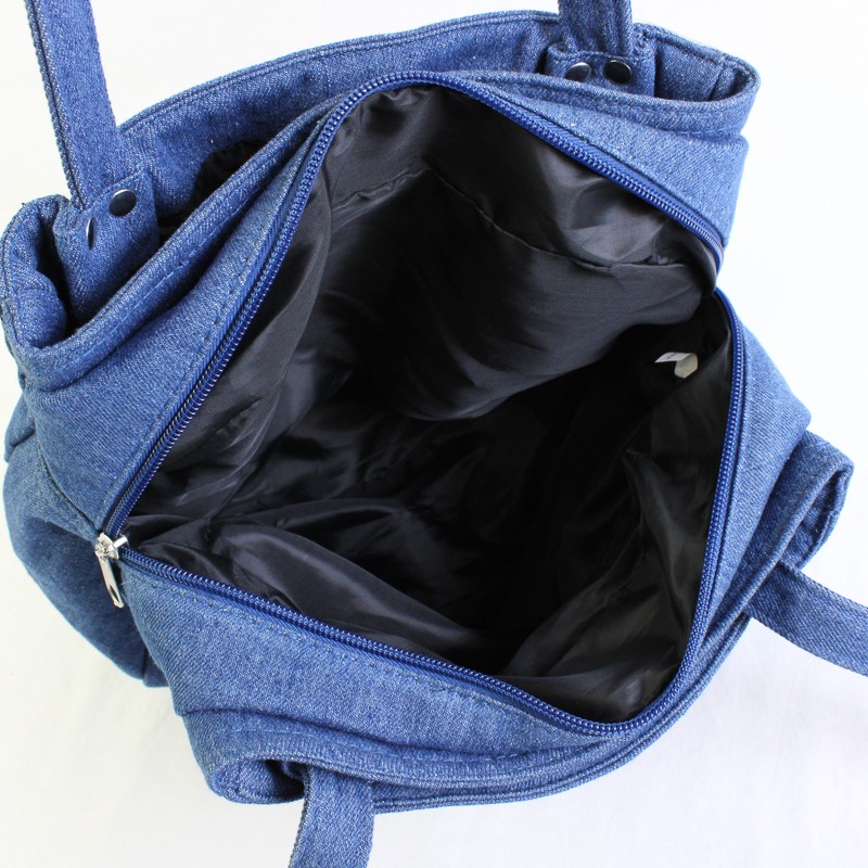 Unbranded 3 Piece Blue Denim Tote Purse with Matching Small Pouches
