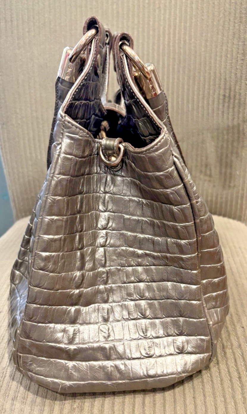 Brahmin Elisa Pyrite La Scala Leather Satchel Handbag EUC $125