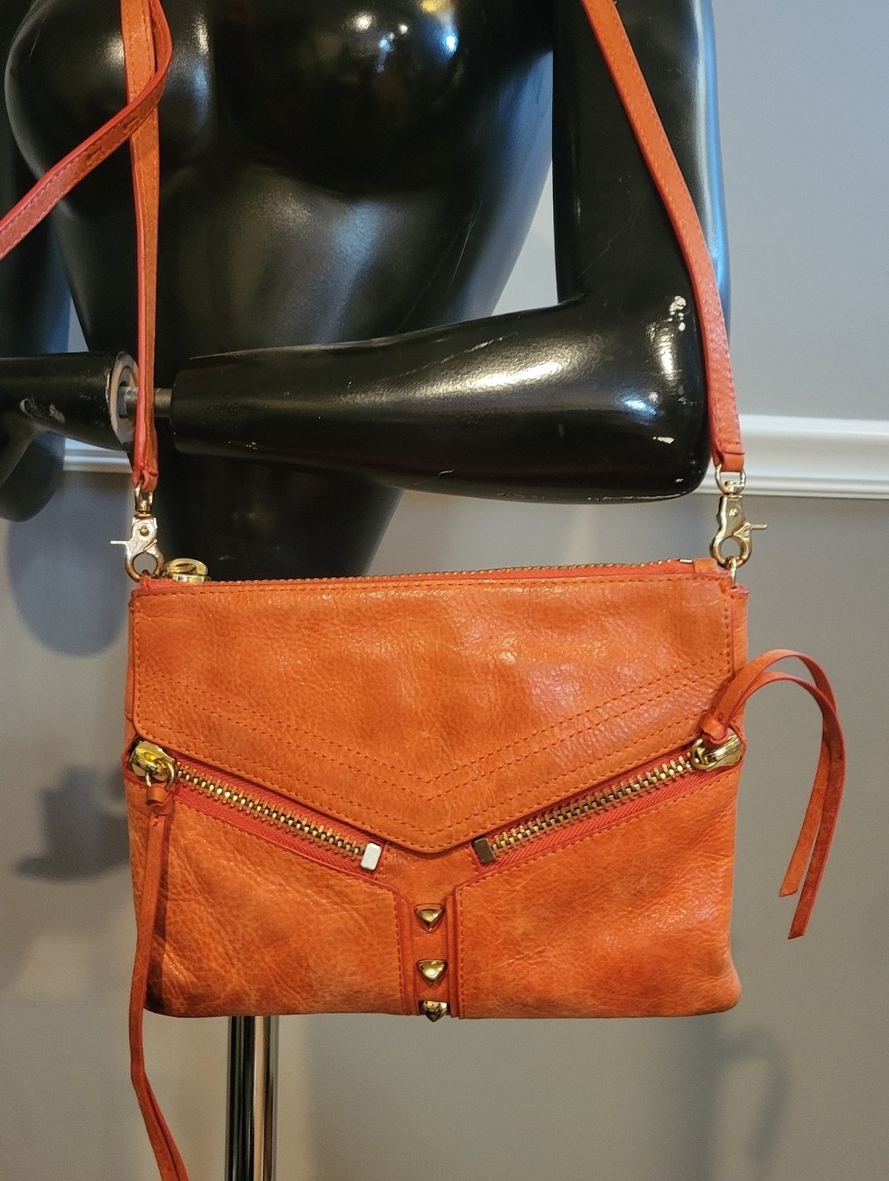 Botkier Burnt Orange Leather Crossbody Bag