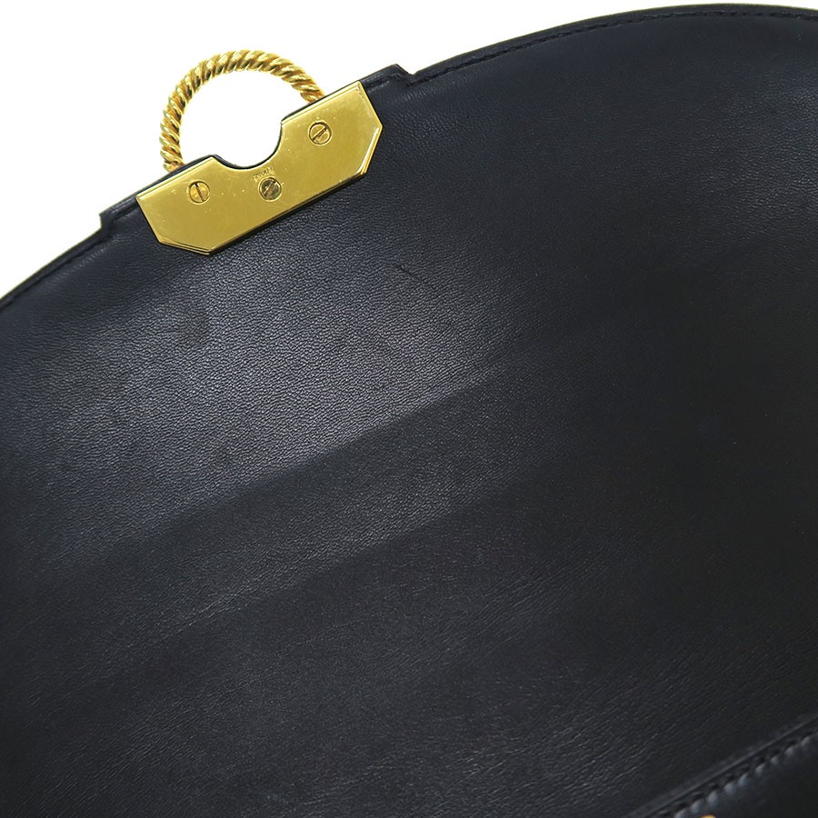 Hermes Vasco Box Calf Black Shoulder Bag Gold Hardware #SAB14848