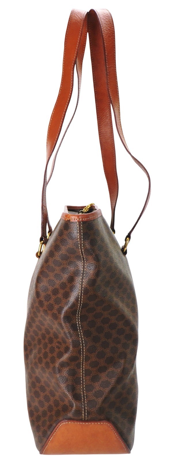 Authentic CELINE Classic Brown Triomphe Macadam Leather Shoulder Bag Italy