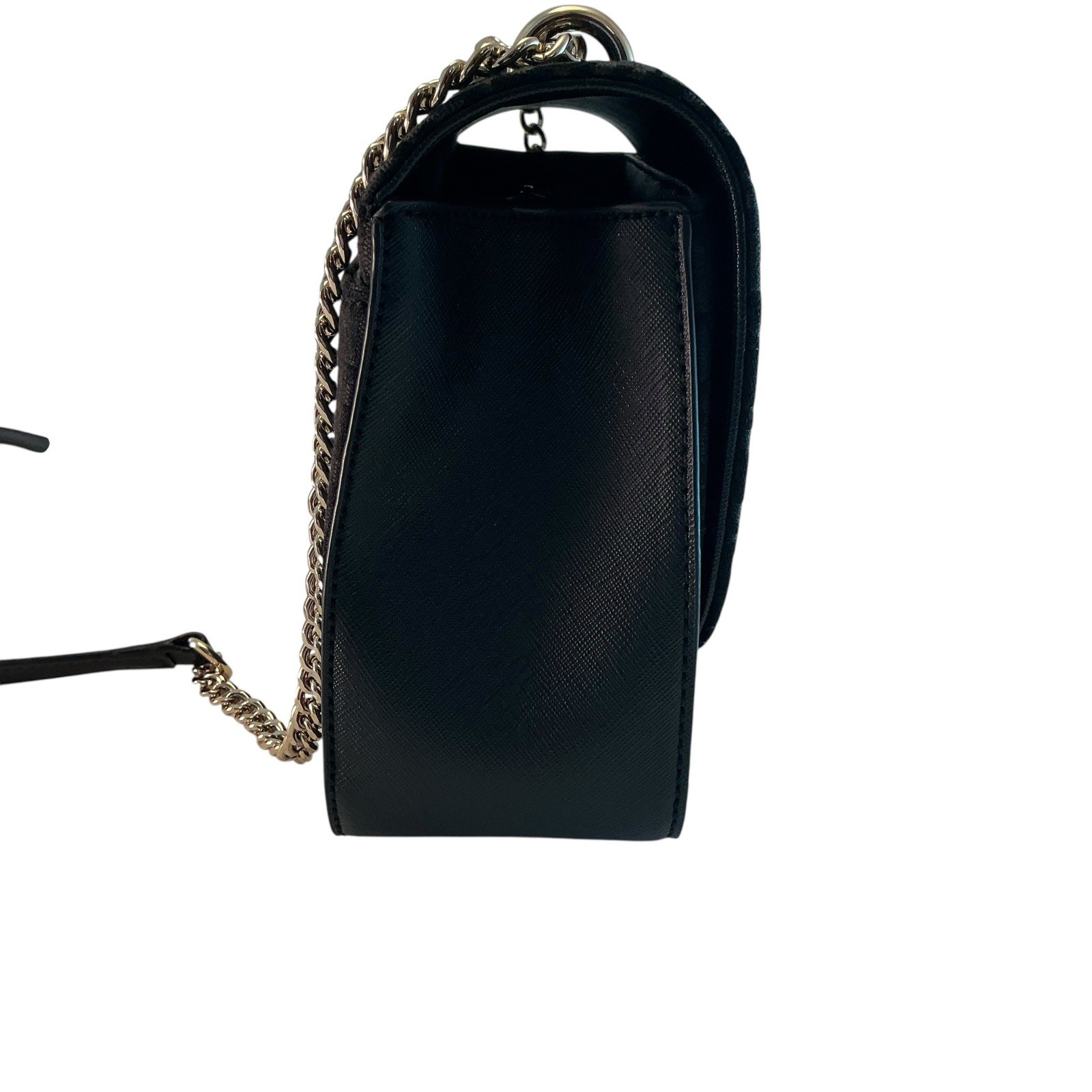 DKNY Women Cleo MD Medium Black Shoulder Bag Chain Strap Monogram Logo