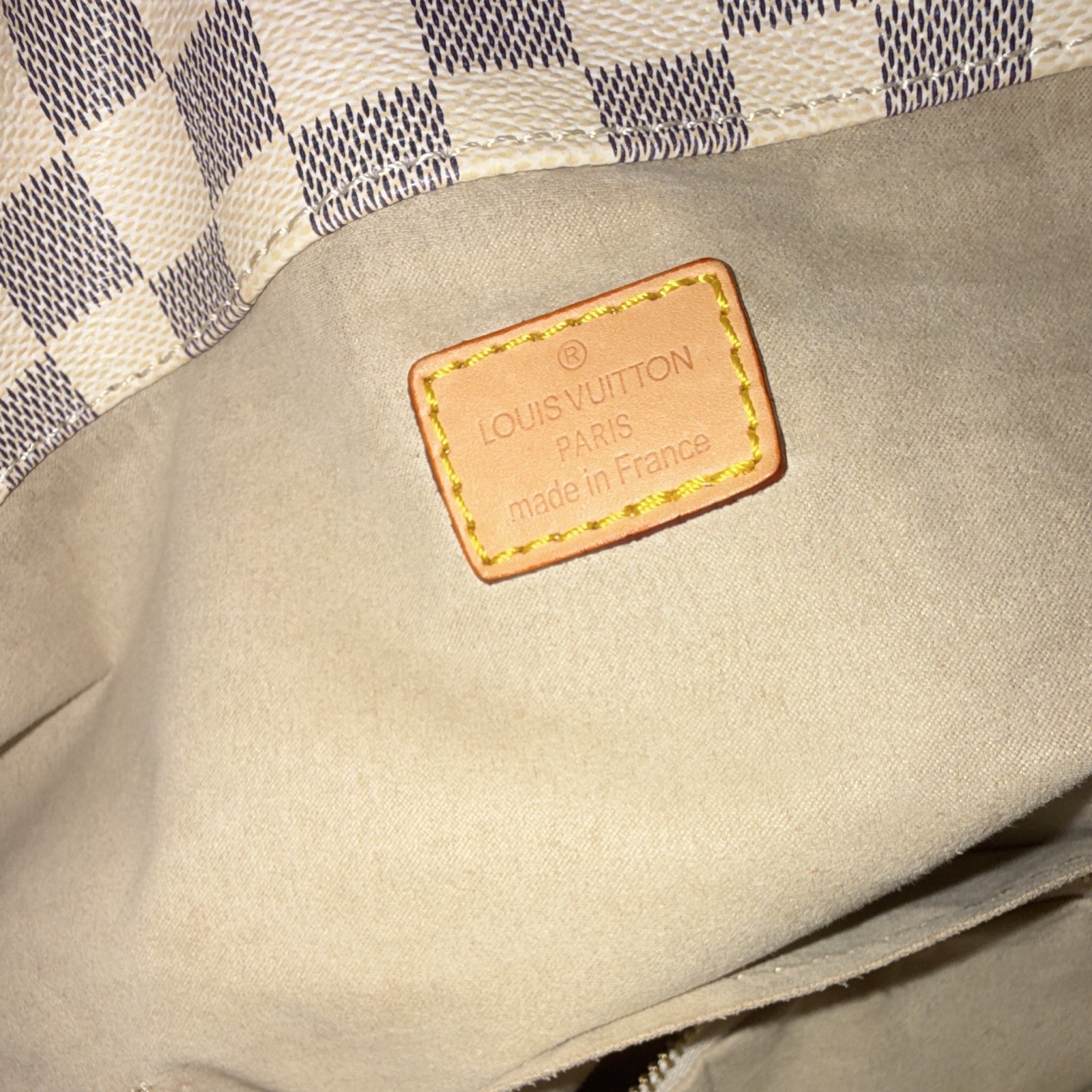 Louis Vuitton Damier Azur White/Blue Shoulder Bag Gold Hardware Zip, Charm