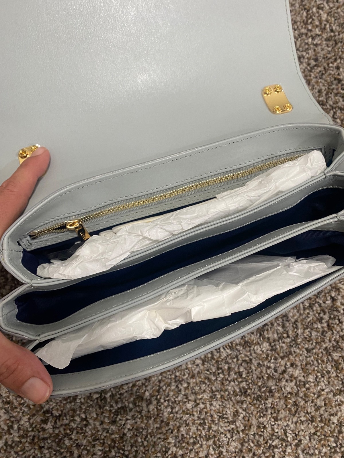 Rare NWT Lancel clepsydra purse grey with magnet clasp croc embossed