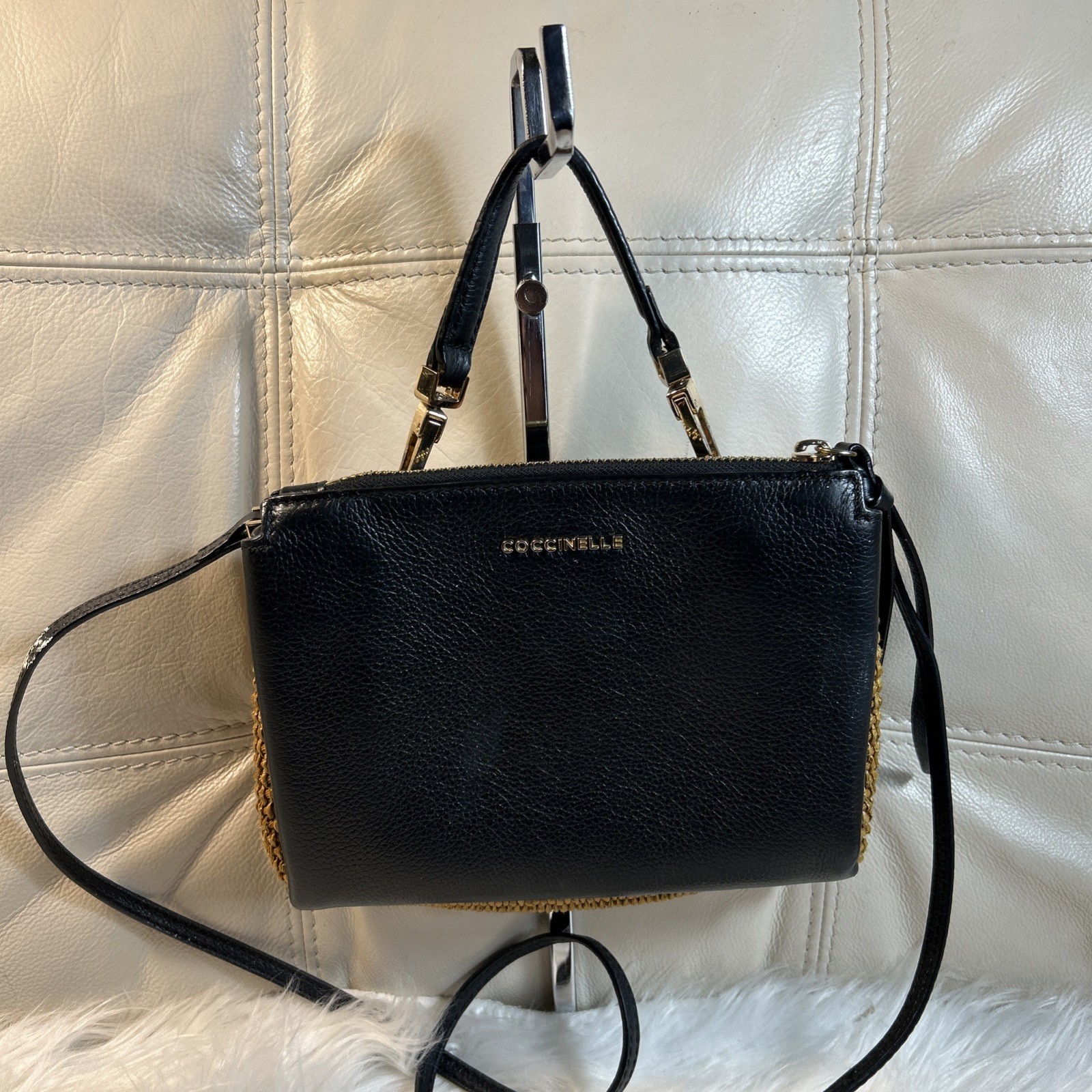 Coccinelle Bag Raffia Straw Small Classic Travel Crossbody Top Handle Artlettis