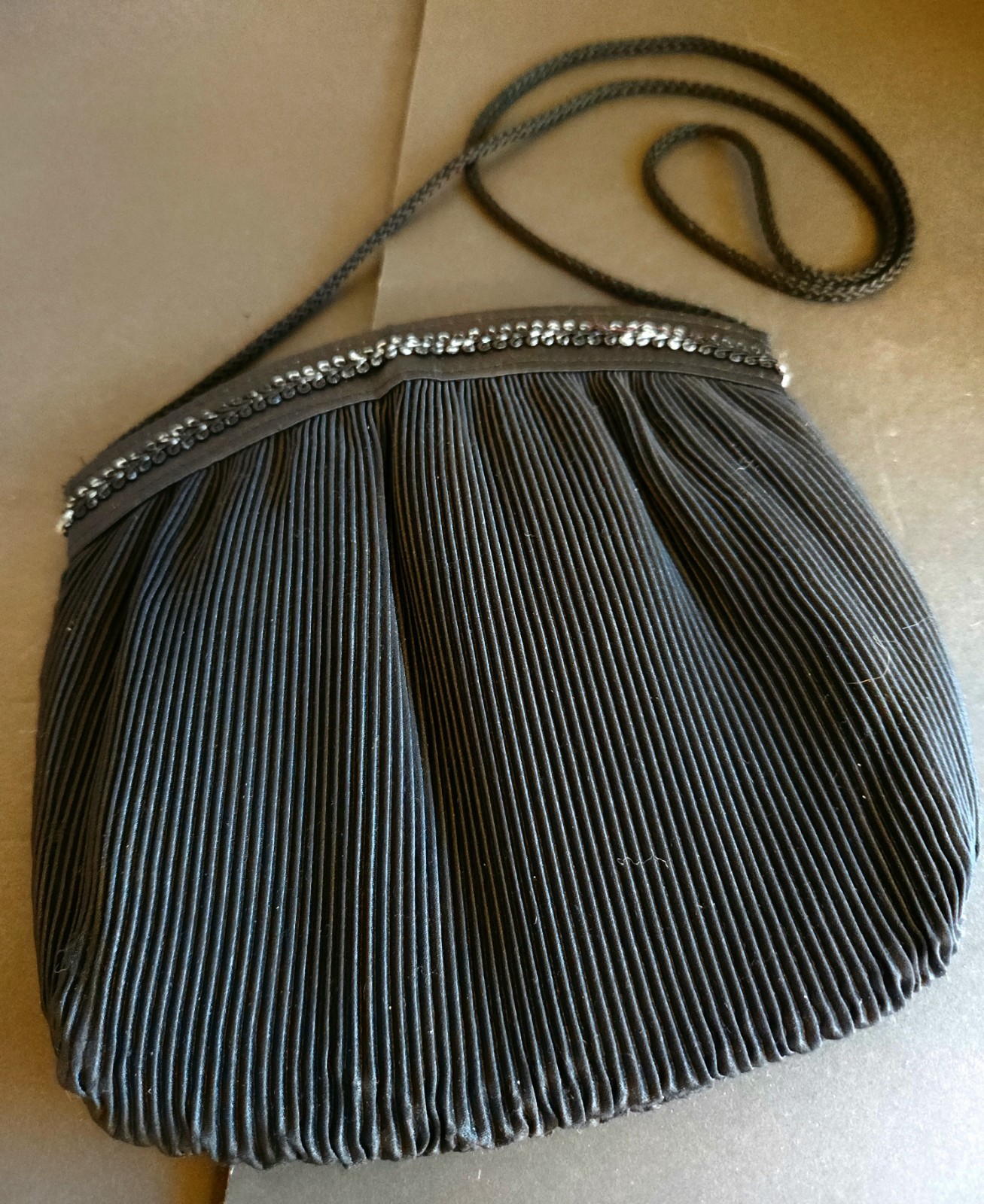 Vtg. Fine Arts Bag Co., Inc. New York Black Evening Bag Purse Ribbed Classic