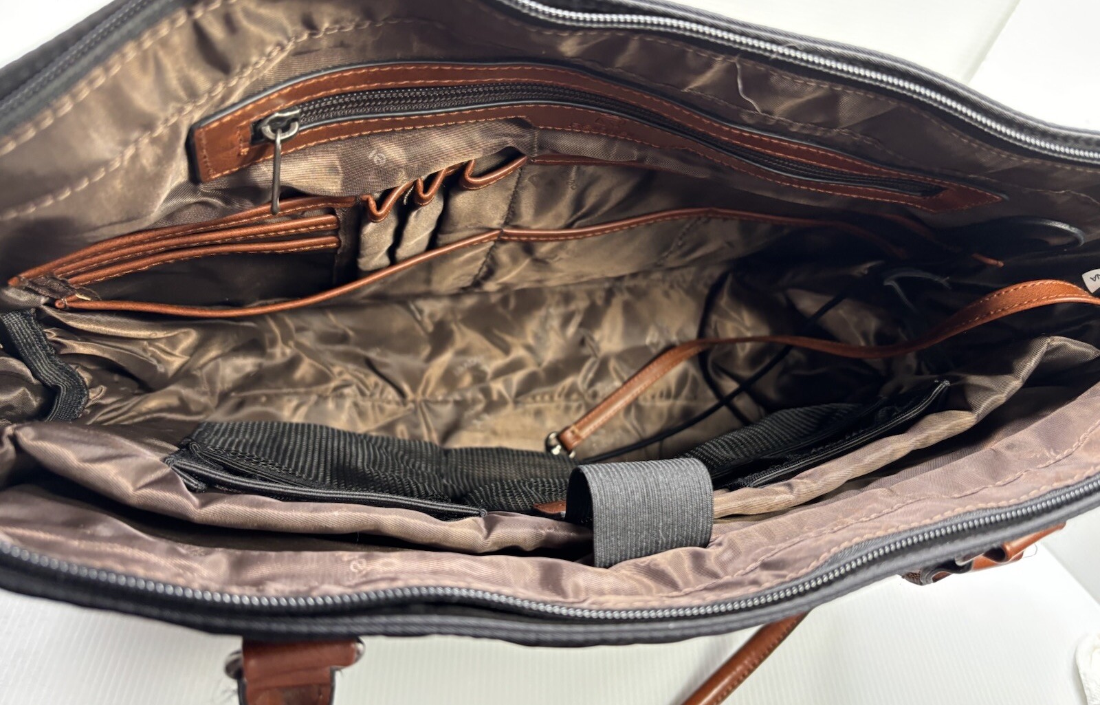 Relavel Womens Laptop Tote Bag 15.6″ Laptop with USB Charging Port Black Brown