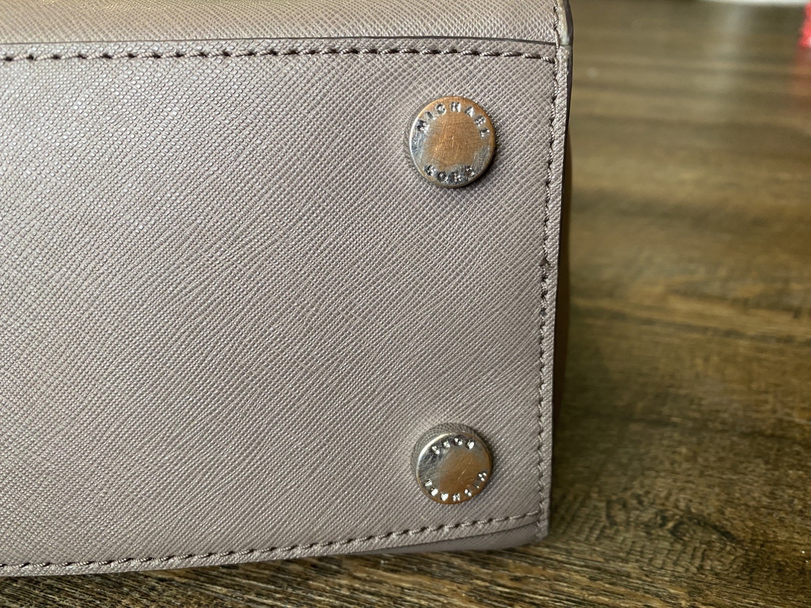 Michael Kors Selma Medium Saffiano Leather Satchel-Mushroom/Greige-Silver Hardwr
