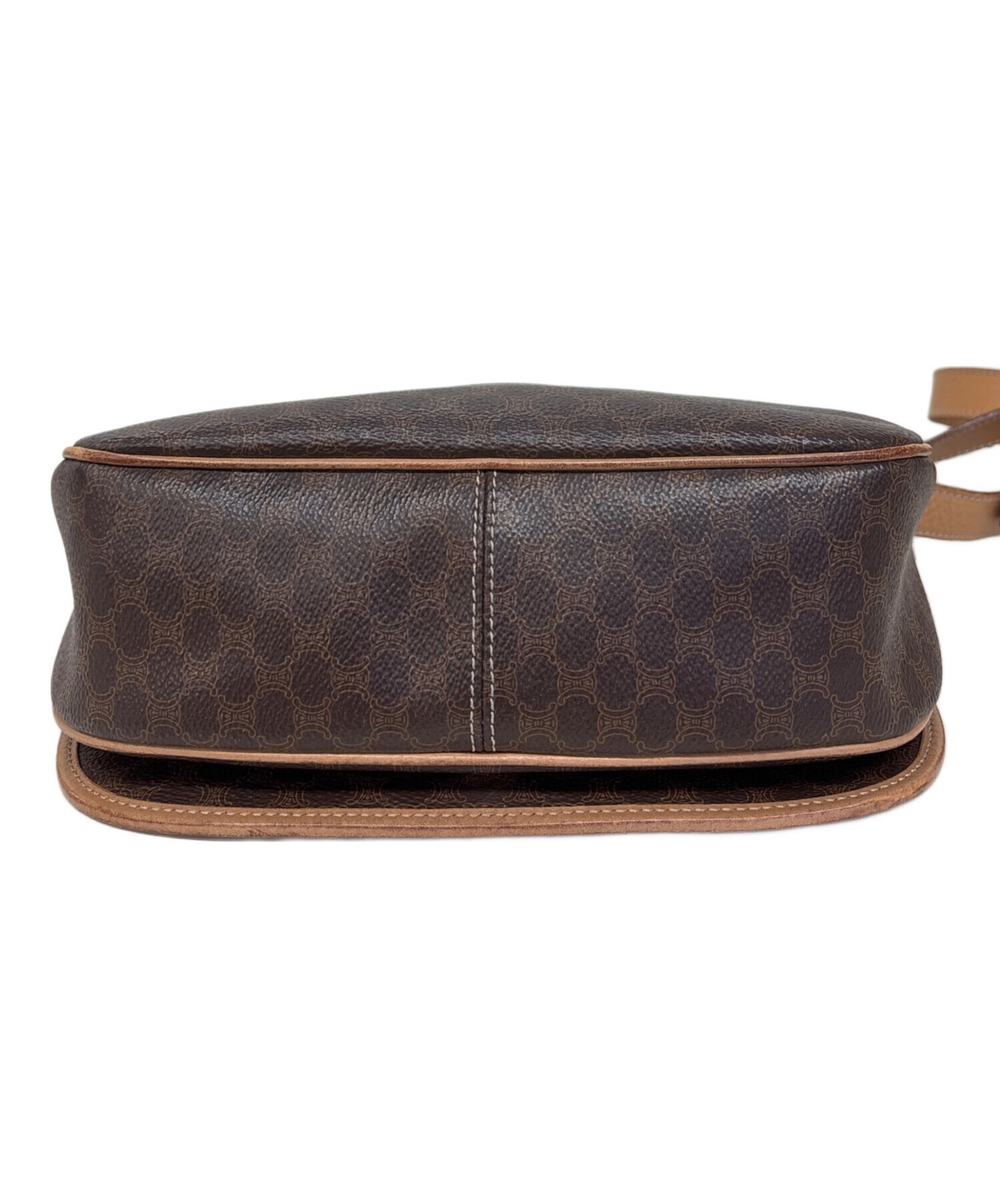 CELINE Macadam Brown Shoulder Bag M13 Women Crossbody Leather Vintage Style