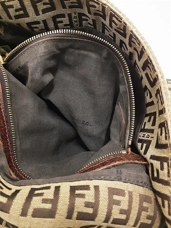 Fendi Mamma Bucket Zucca 8BR001 Jacquard Beige / Brown Shoulder Bag #TB3448