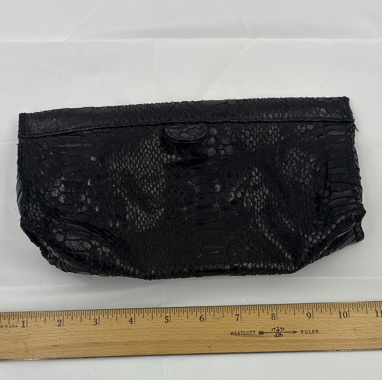 Women’s Black Snake Animal Print Rectangle Clutch, Magnetic Closure, Lined
