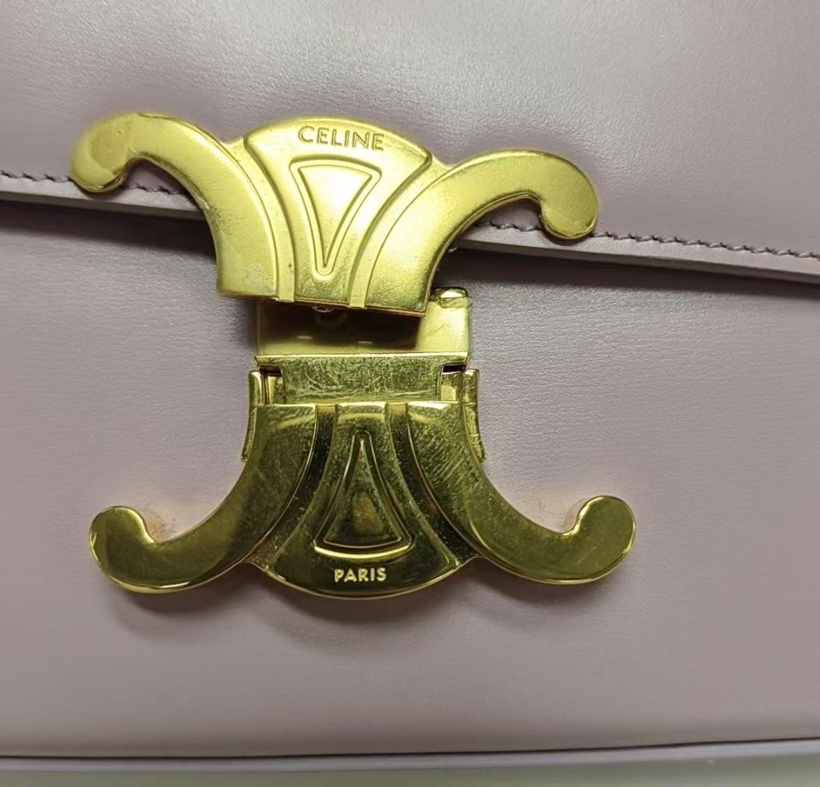 CELINE Claude Triomphe Shoulder Bag leather baby Pink