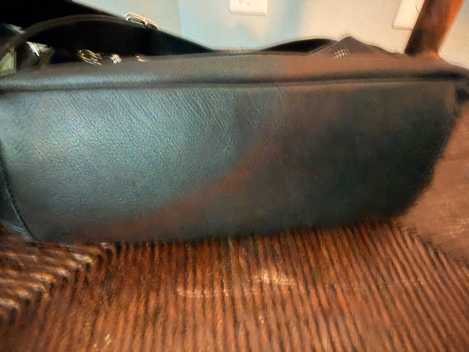 Great American Leather Works Black Leather Crossbody Shoulder Bag Silver Zippers