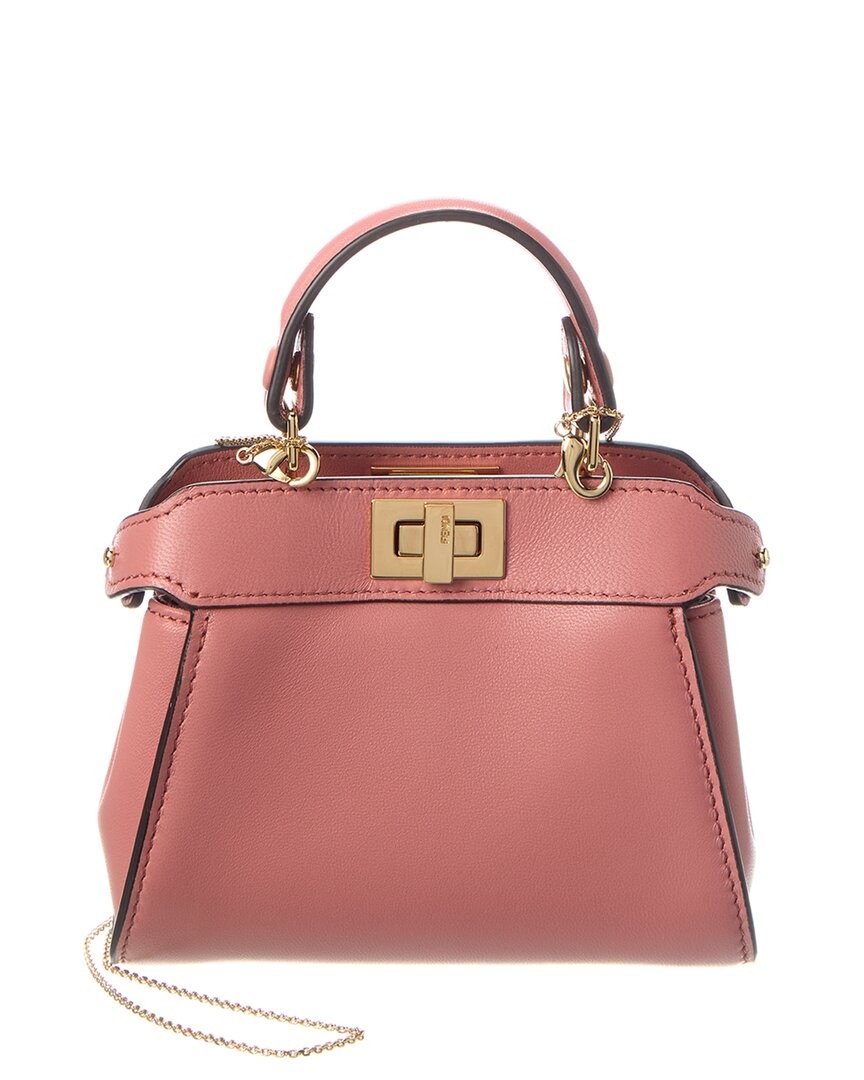 Fendi Nano Peekaboo Leather Clutch Women’s Pink