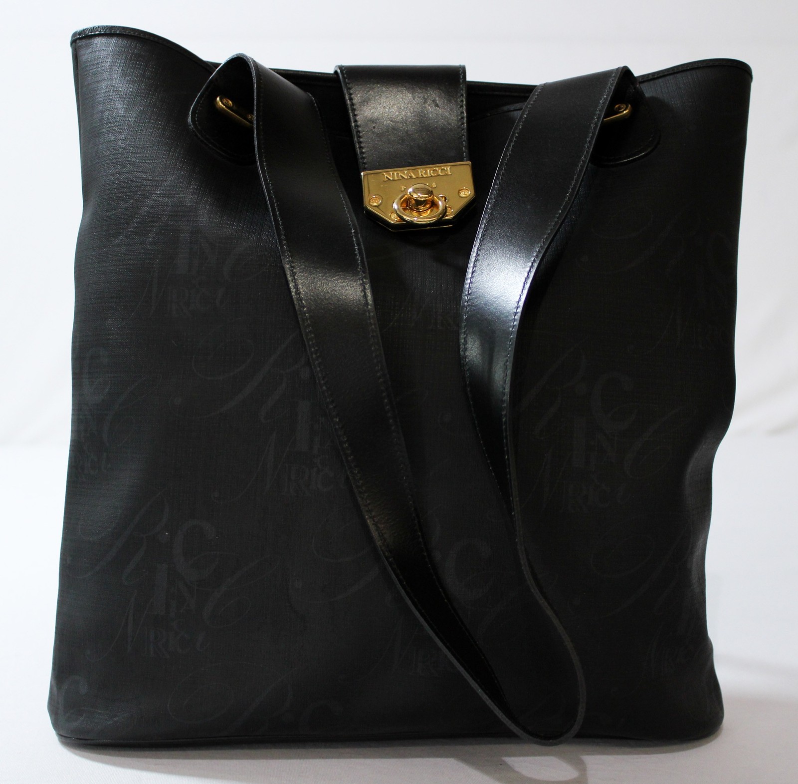 Nina Ricci Women’s Turn Lock Flap Graphic Logo Tote Bag NC3 Black One Size