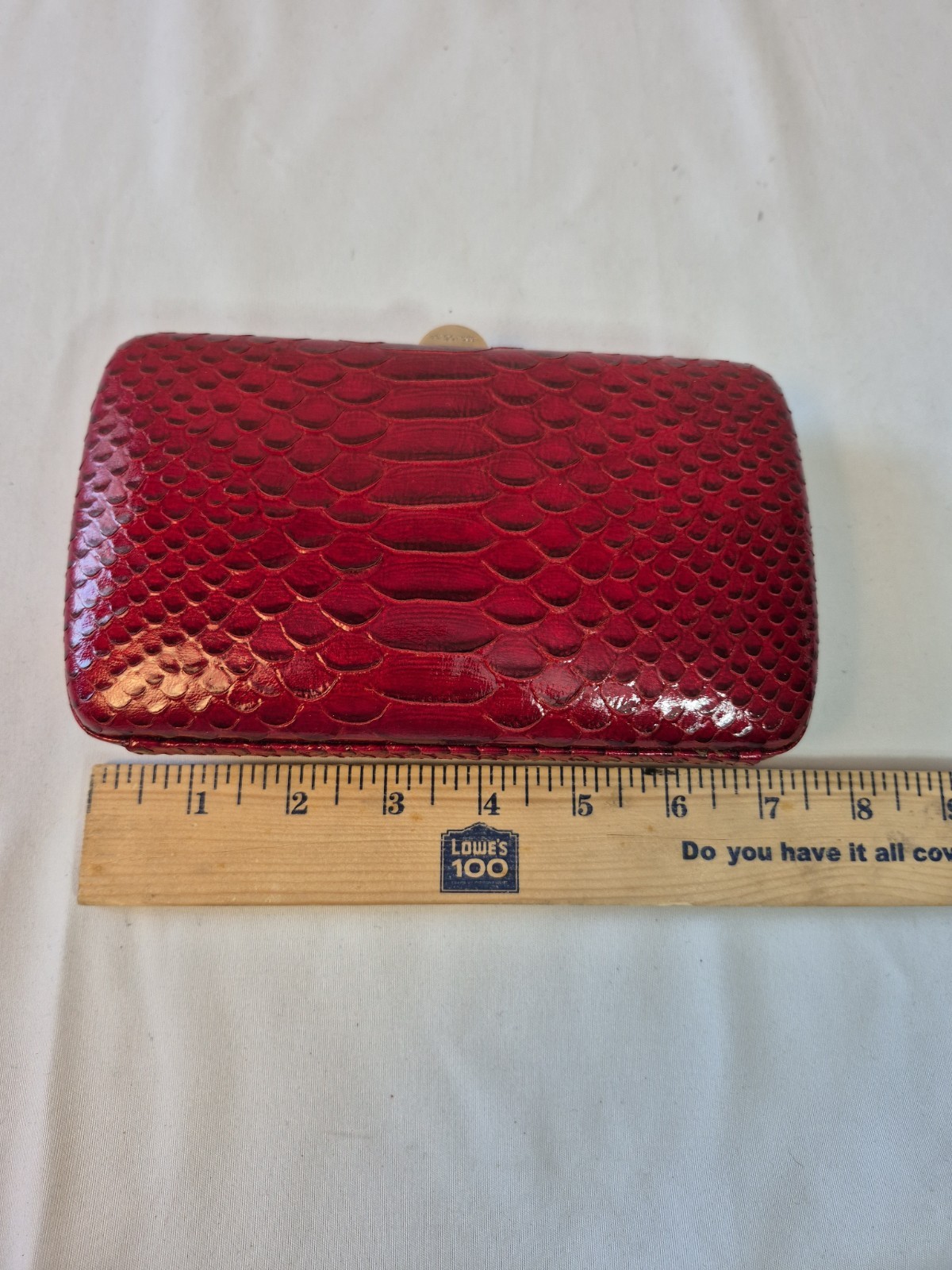 Sergio Rossi Vintage Red Snakeskin Hard Case Clutch Minaudiere Luxury Bag Italy