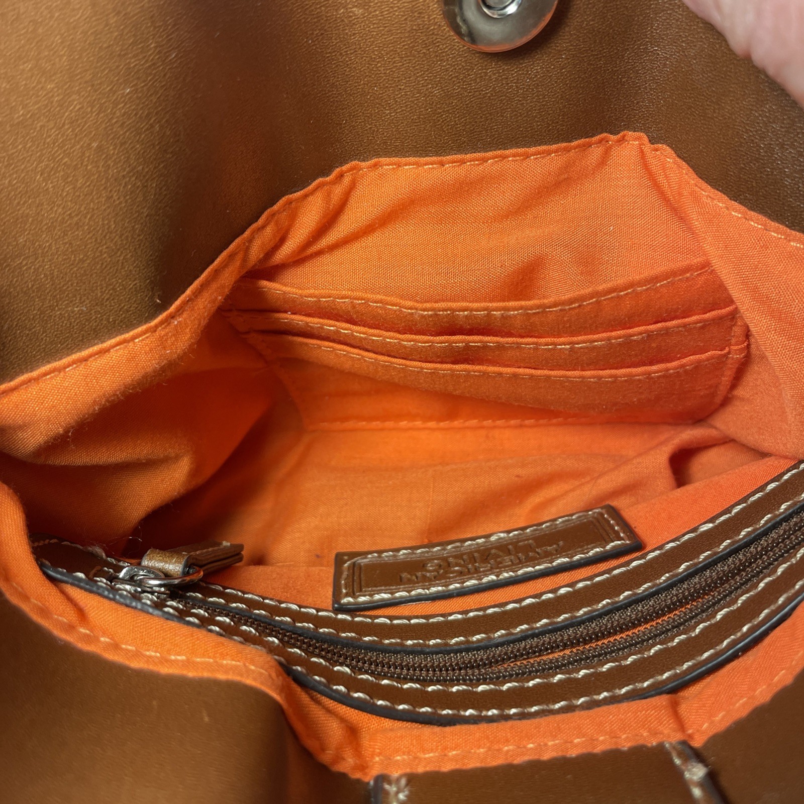 American Living Orange And Faux Leather Small Handbag Designed By Ralph Lauren