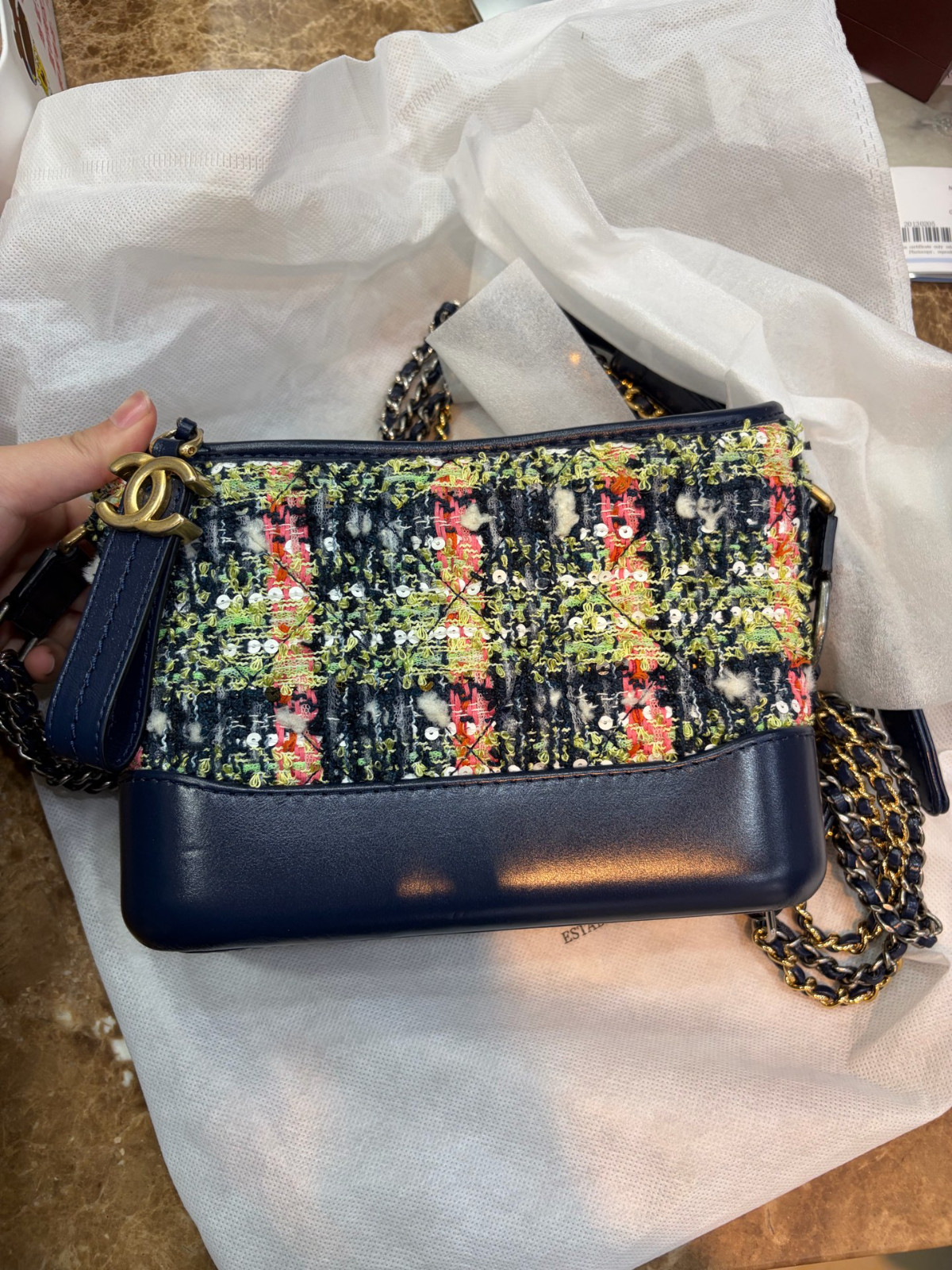 Authentic Chanel Gabrielle Hobo Small Soft Tweed with Sequins and Calfskin eBay