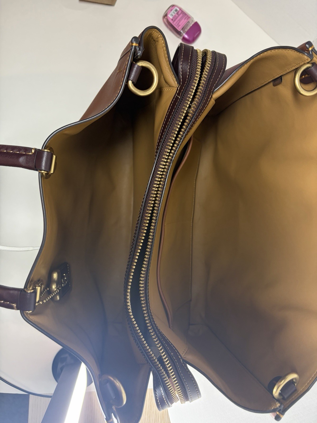 Coach Rogue Brown Satchel, Gold Hardware, Zip, Detachable Adjustable Strap