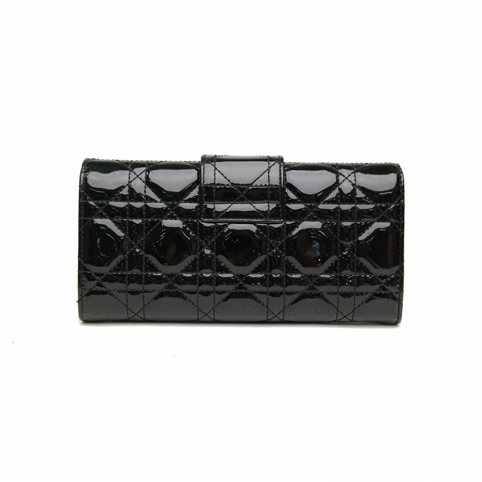 DIOR Miss Dior Short Chain Clutch Black Patent Leather Shoulder Bag