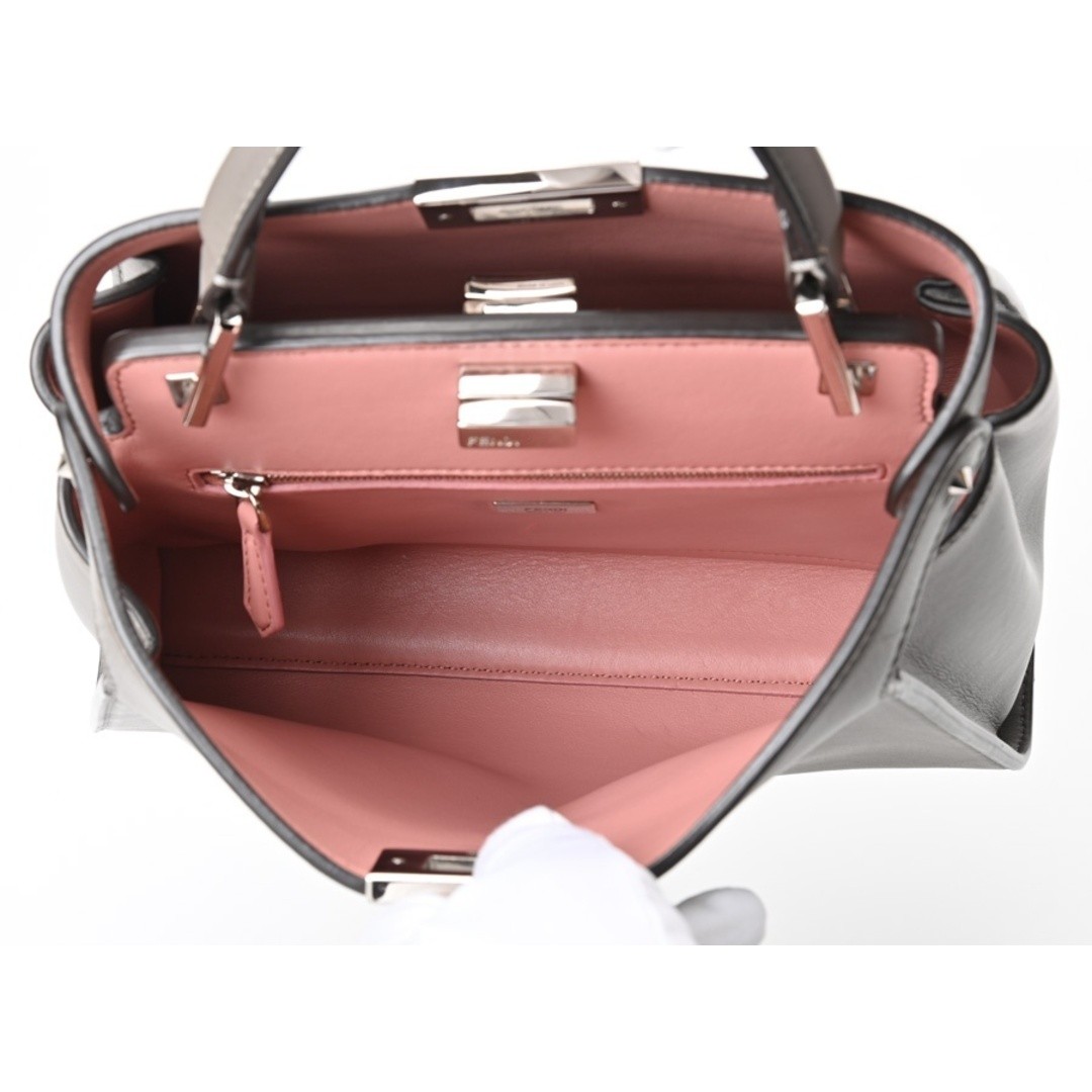 FENDI Peekaboo Iconic Essentials 8BN302 Nappa Leather Greige Pink Used TOMI-0