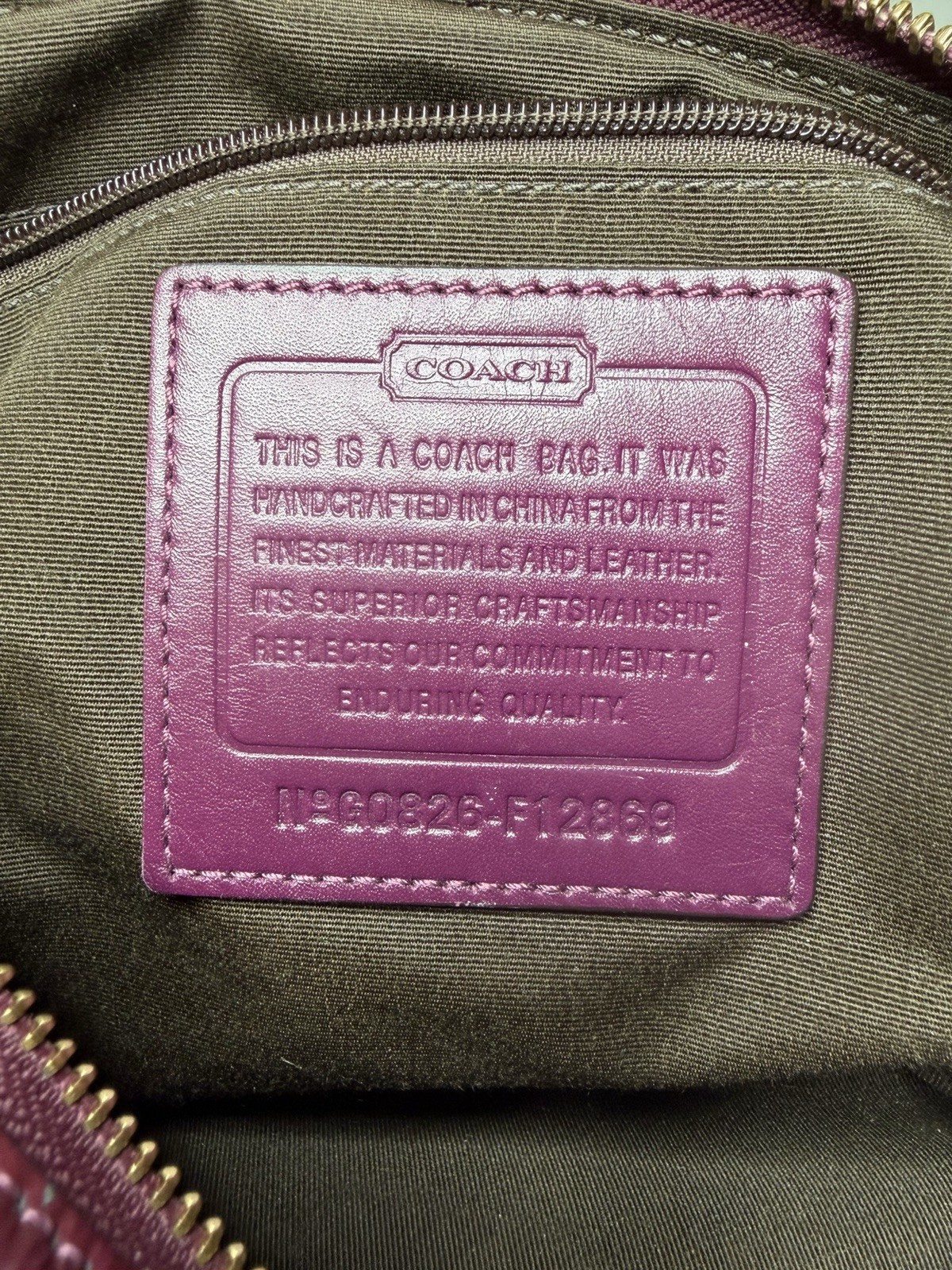 Coach Legacy Signature Turnlock Shoulder Bag In khaki and burgundy • Y2K