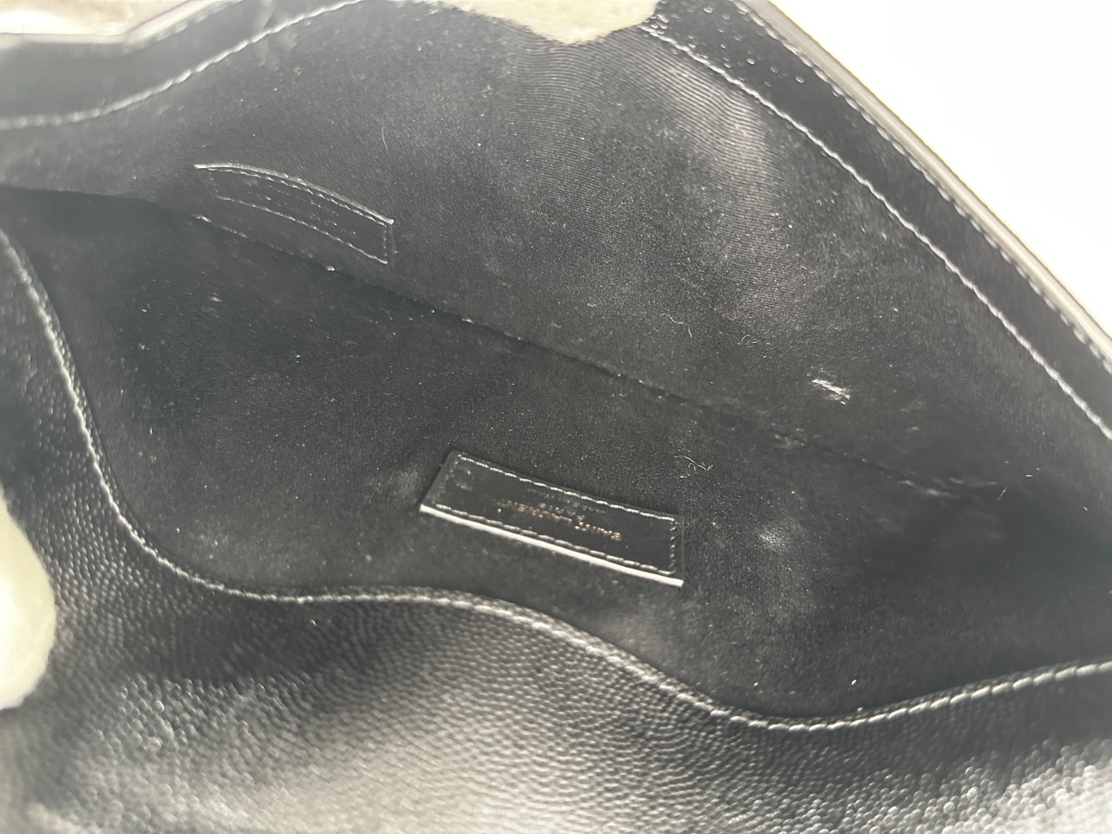 Saint Laurent Yves Women’s Black YSL Uptown Leather Envelope Pouch Clutch Bag