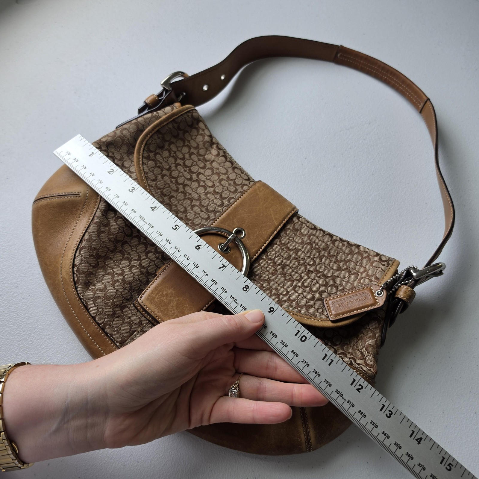 Vintage Coach Signature Soho Bag 6808 Medium Brown Canvas CC Leather Shoulder