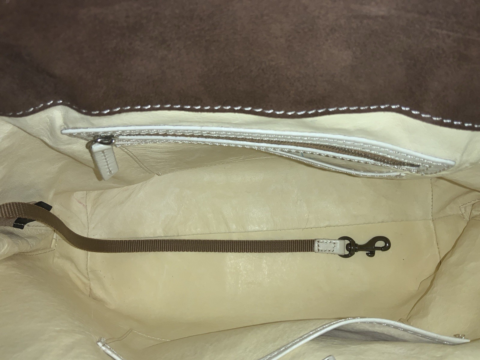Dooney & Bourke Florentine Toscana Side Zip Satchel in BONE w/Strap & Dust Bag