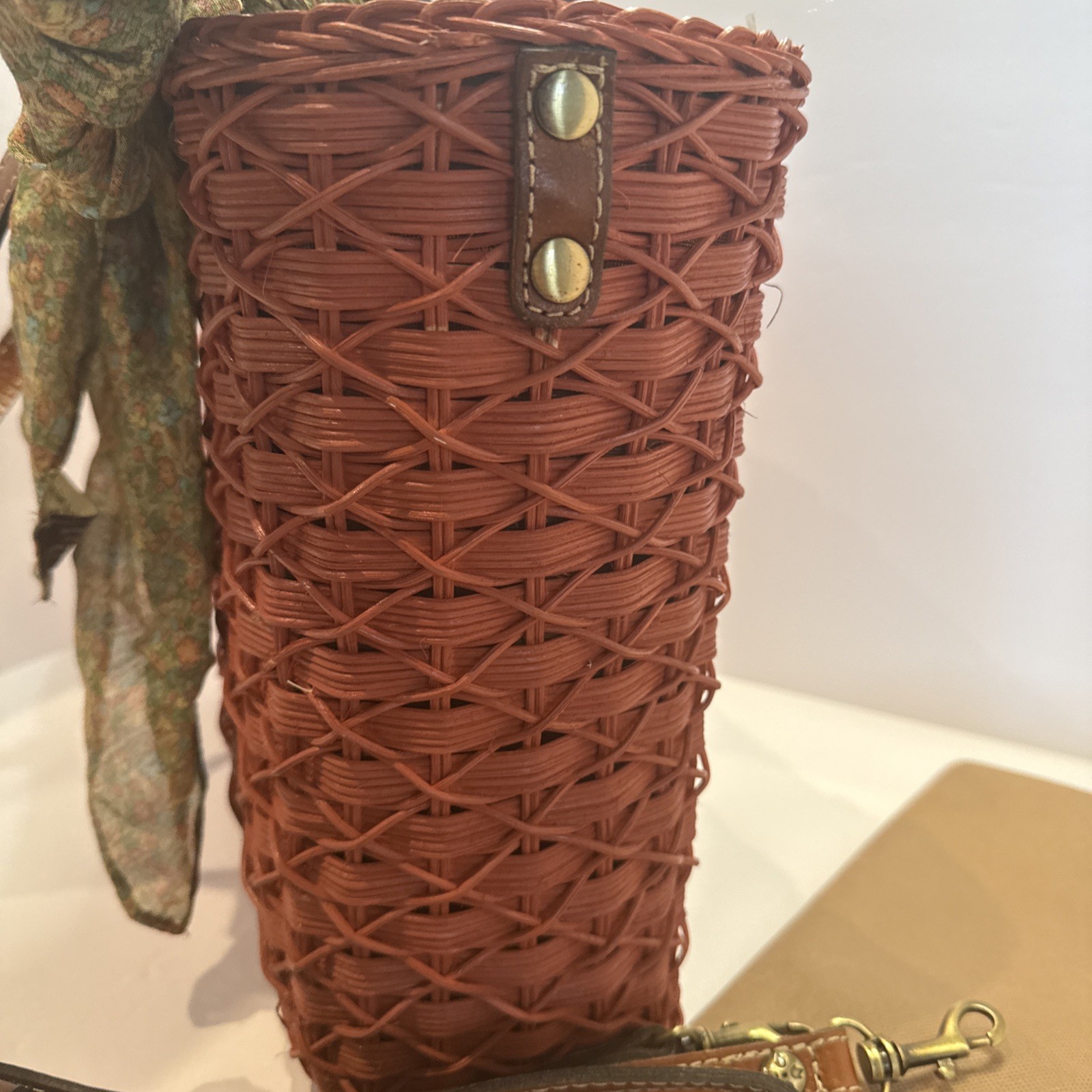 NWT Patricia Nash Talara Specialty Woven Rattan Handbag Tote Natural Straw Boho