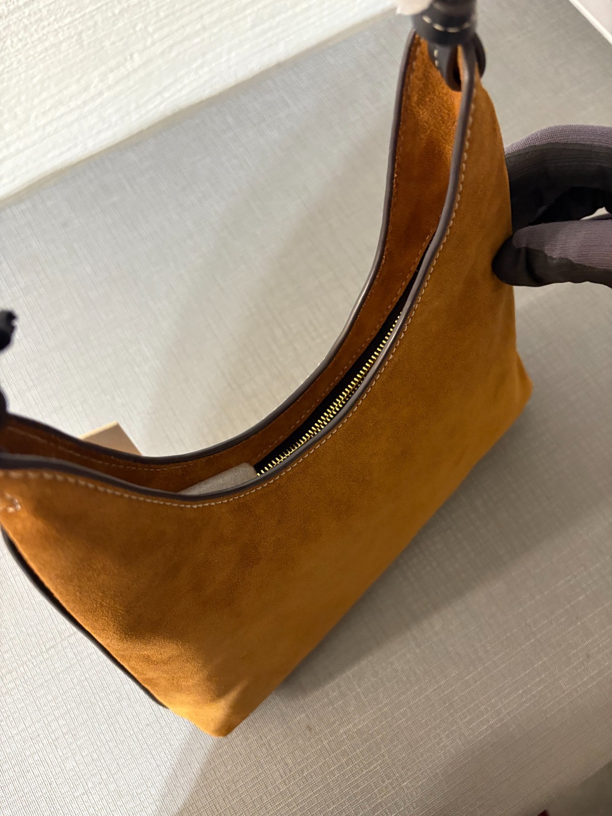 STAUD WINONA Suede SHOULDER BAG in Tan MSRP$395 Timeless Elegance