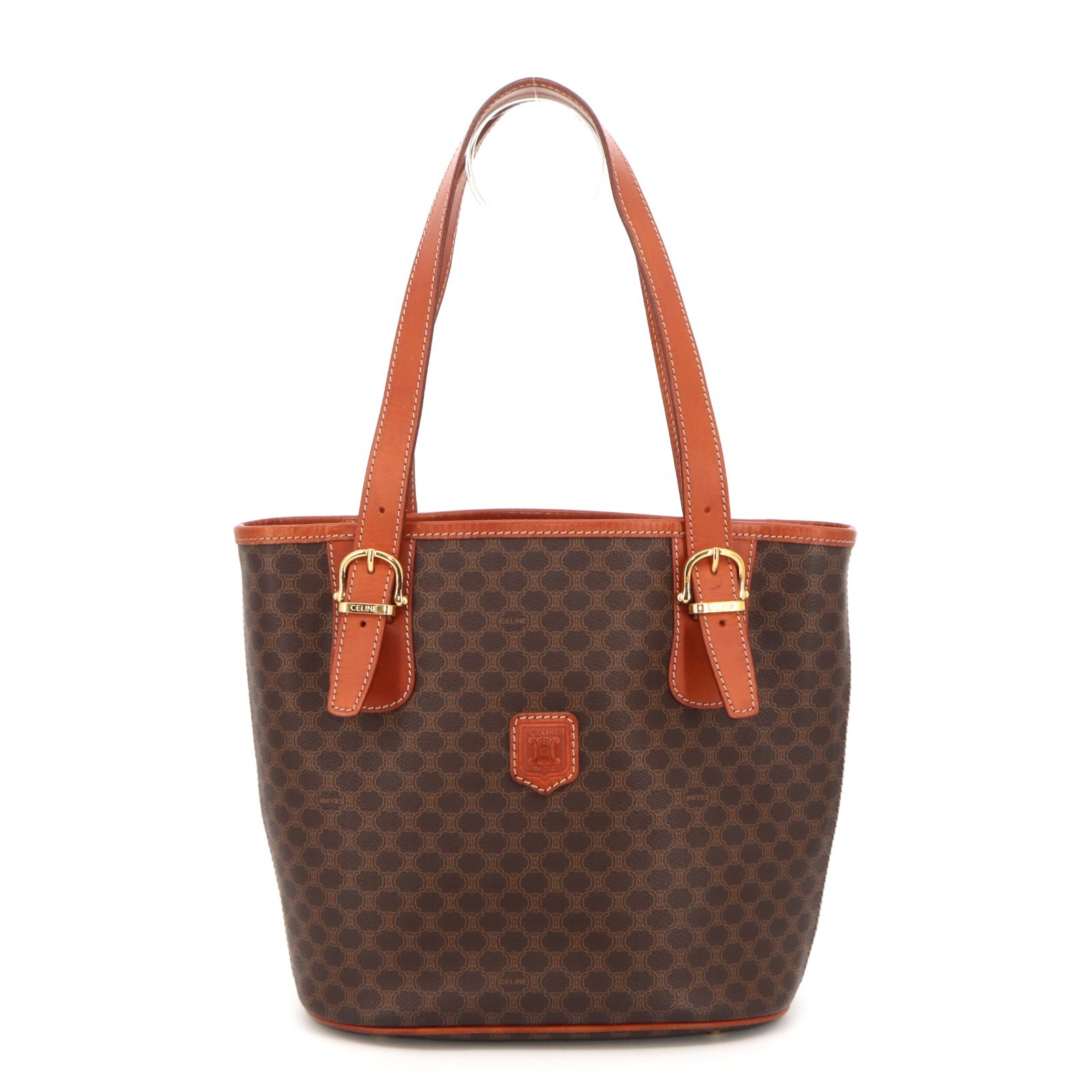 [Pre-owned] CELINE Macadam Triomphe Blason Hand Bag Tote Bag Brown PVC Leather